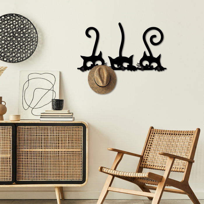 Wallity Hidden Cats Gancho de pared de metal negro